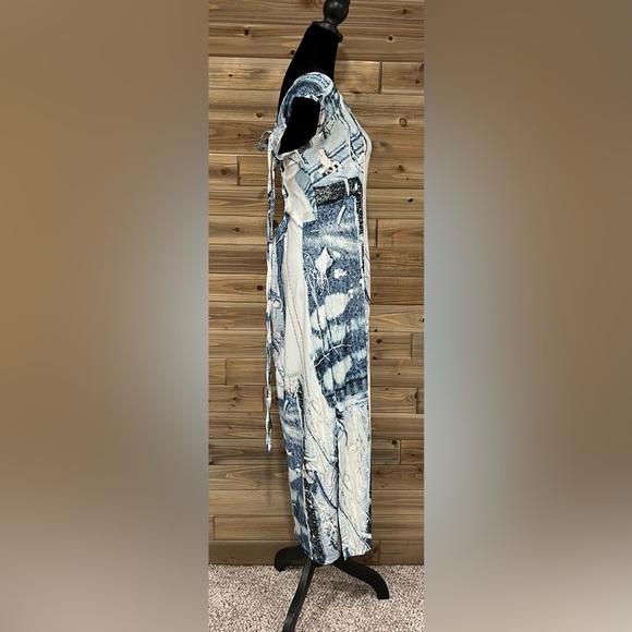 HILDUR YEOMAN The Off Shoulder Dress in Denim Patch - Picture 6 of 14